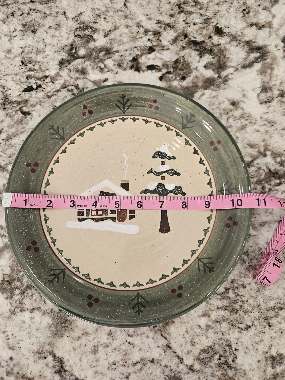 Sonoma Green and Cream Cabin Ceramic Dinner Plate